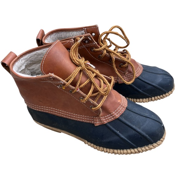 Shoes - Women’s Sz10 Black & Brown Duck Boots Waterproof Rubber Snow & Ice Fleece Lined